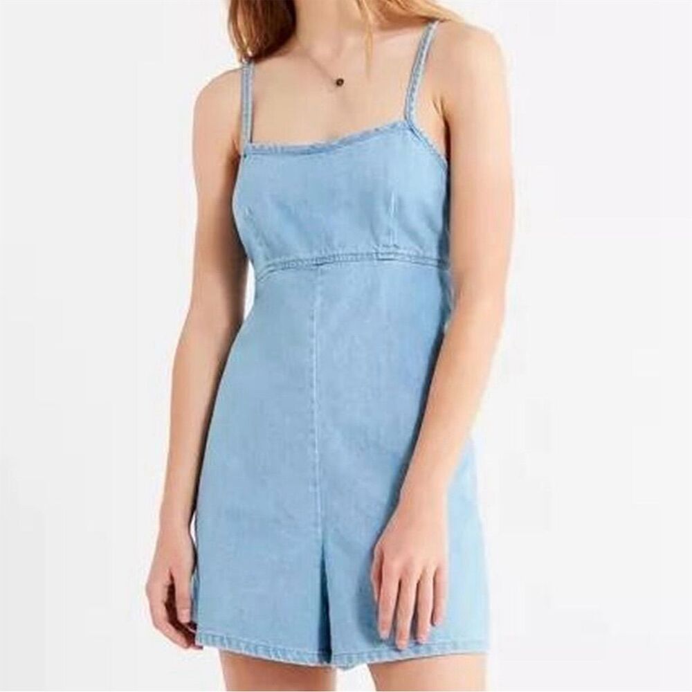 BDG Urban Outfitters Women's Denim Romper Size 8 Blue Empire Waist Y2K